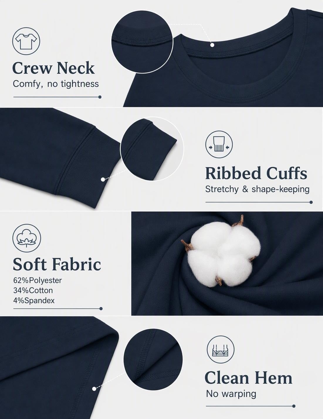 image:imageCOOFANDY Mens Long Sleeve Tee Shirts Crew Neck Cotton TShirt Casual ShirtsNavy Blue