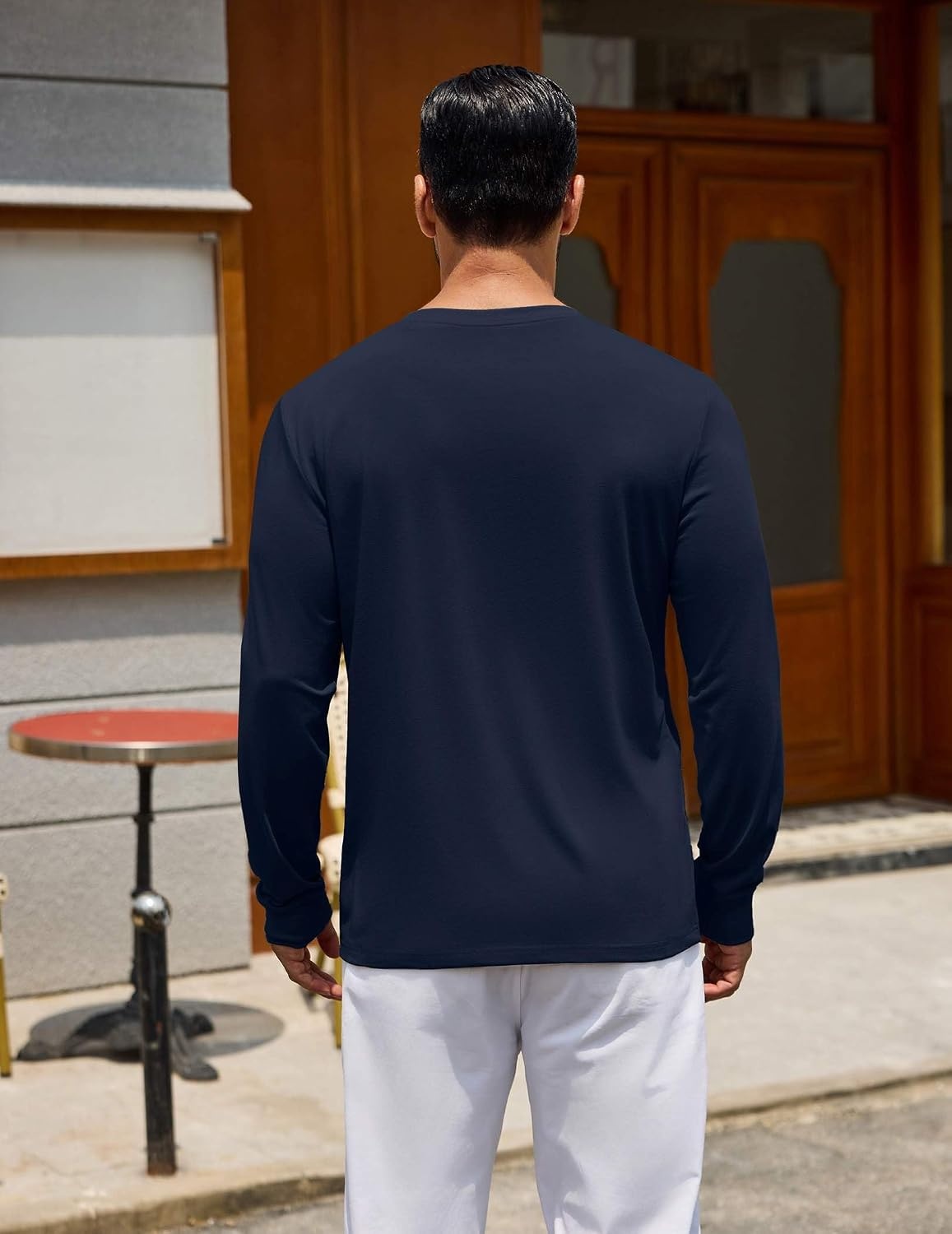 image:imageCOOFANDY Mens Long Sleeve Tee Shirts Crew Neck Cotton TShirt Casual ShirtsNavy Blue