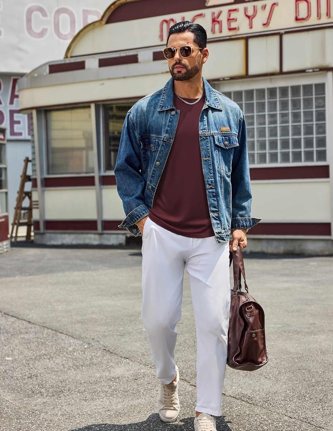 image:imageCOOFANDY Mens Long Sleeve Tee Shirts Crew Neck Cotton TShirt Casual ShirtsWine Red