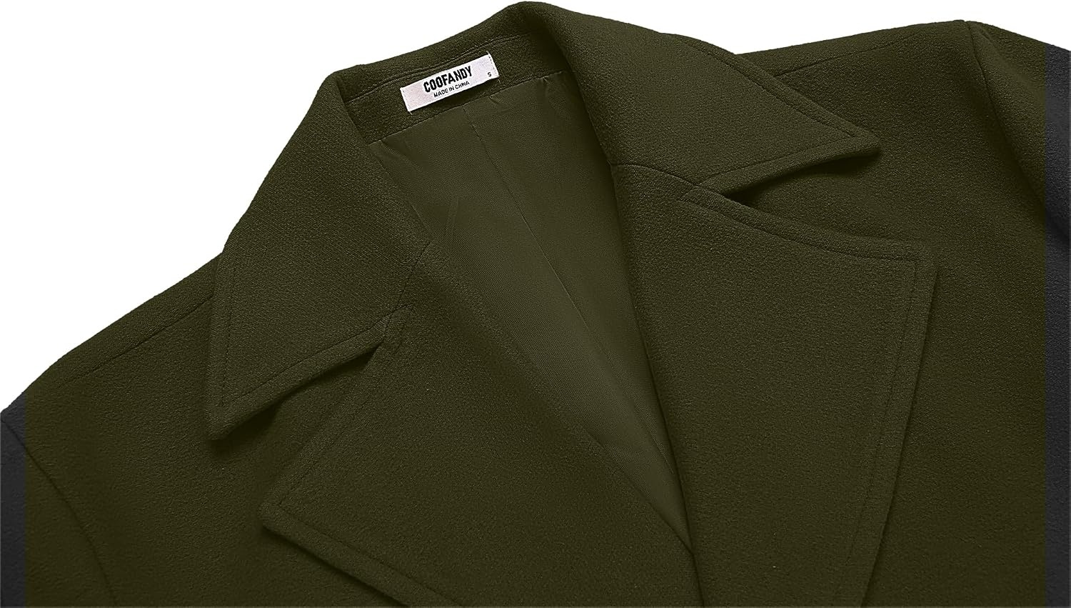 image:imageCOOFANDY Mens Pea Coat Single Breasted Peacoat Winter Short Trench CoatOlive Green