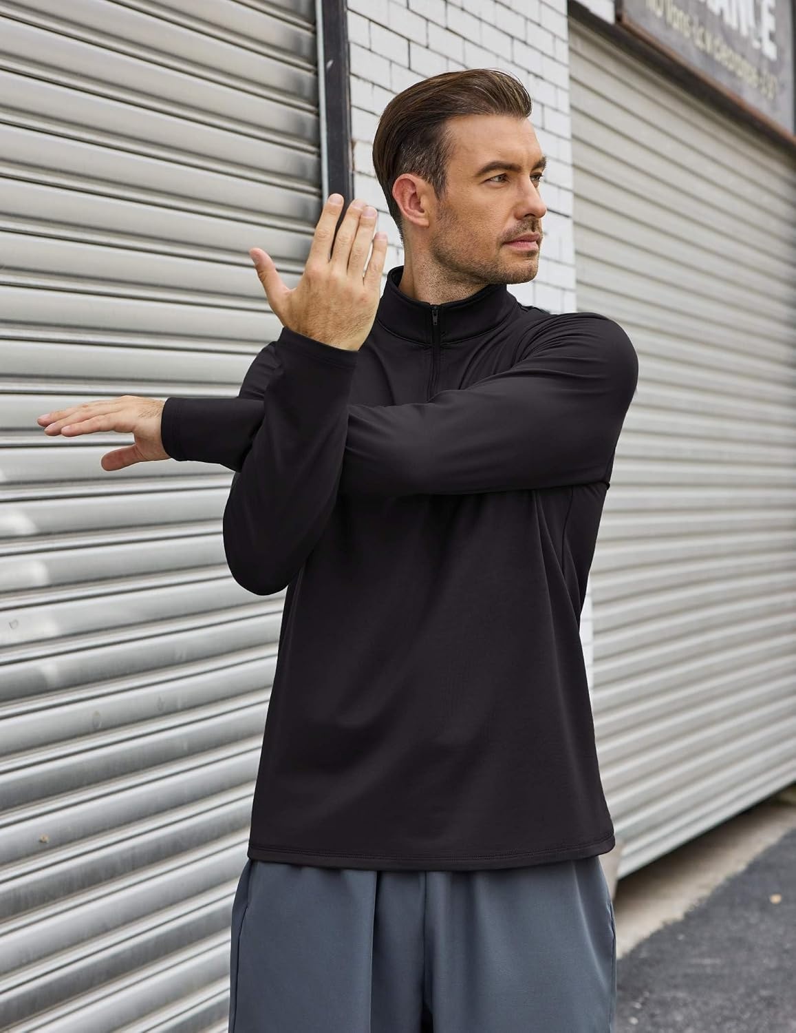 image:imageCOOFANDY Mens Quarter Zip Pullover Long Sleeve Golf Shirt Fleece Sweatshirt01black