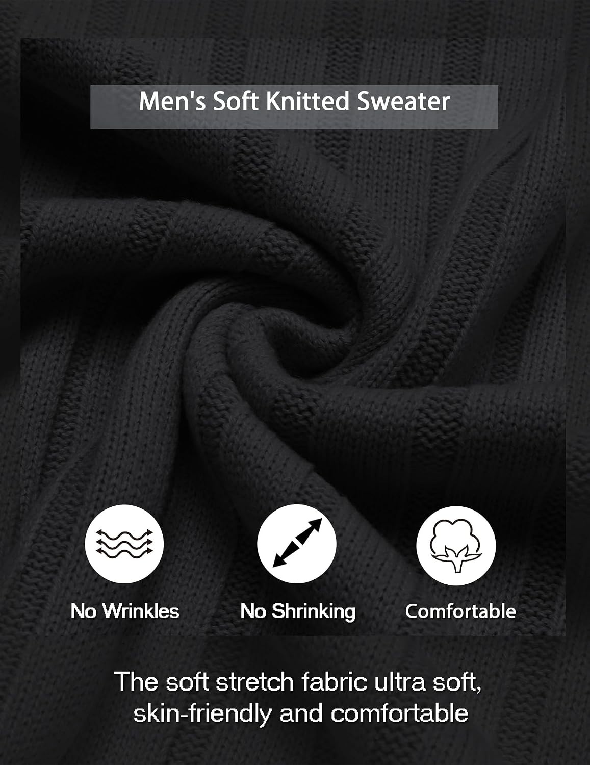 image:imageCOOFANDY Mens Sweater Crewneck Ribbed Knit Soft Warm Pullover SweaterBlack