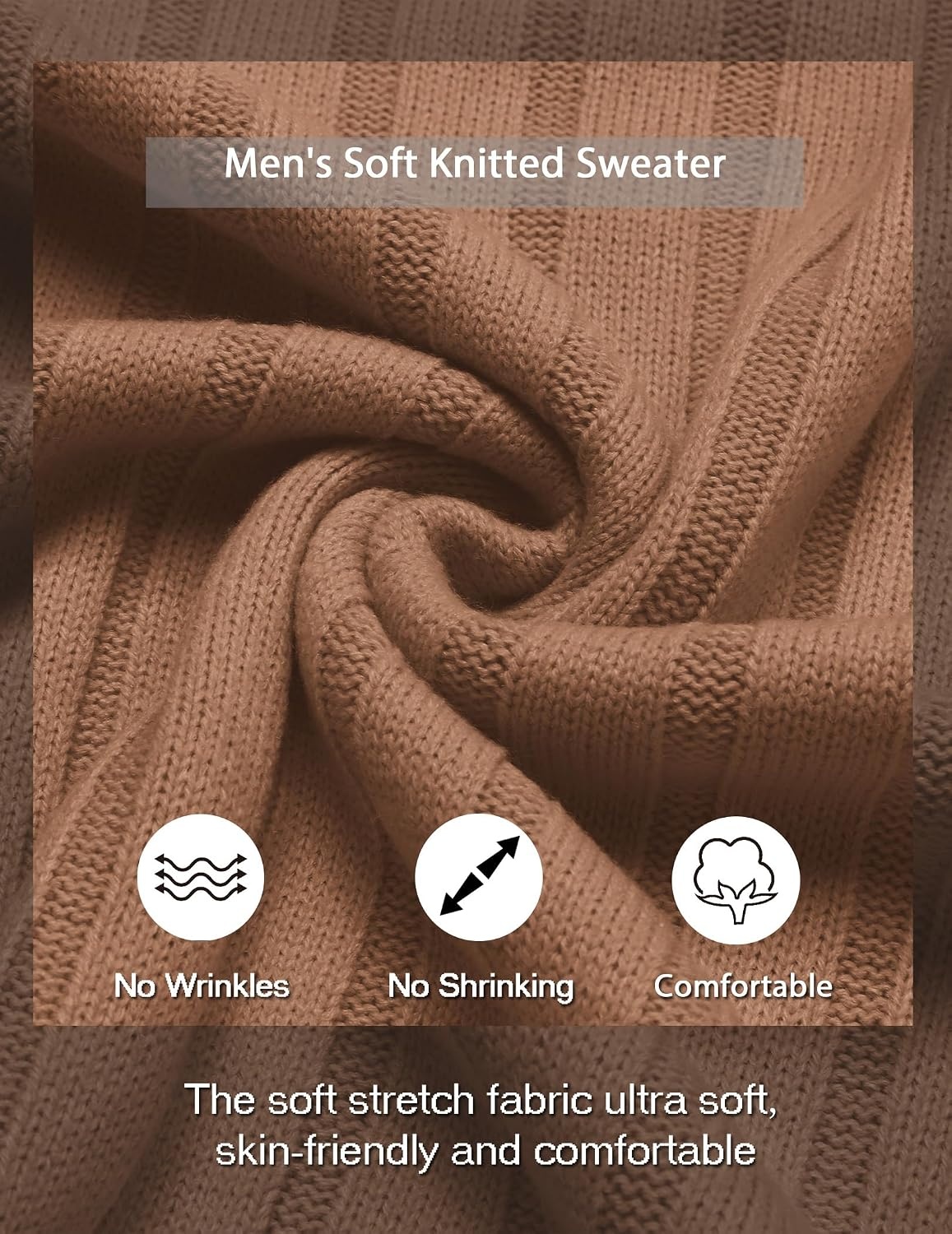 image:imageCOOFANDY Mens Sweater Crewneck Ribbed Knit Soft Warm Pullover SweaterCaramel