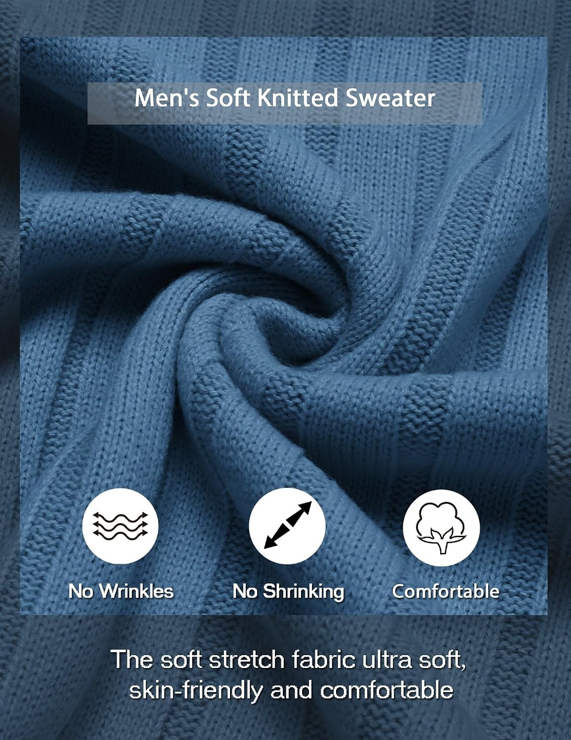 image:imageCOOFANDY Mens Sweater Crewneck Ribbed Knit Soft Warm Pullover SweaterDark Blue