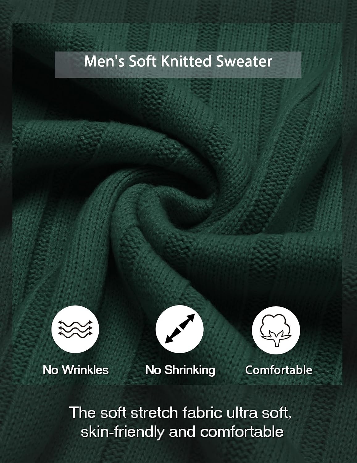 image:imageCOOFANDY Mens Sweater Crewneck Ribbed Knit Soft Warm Pullover SweaterDark Green