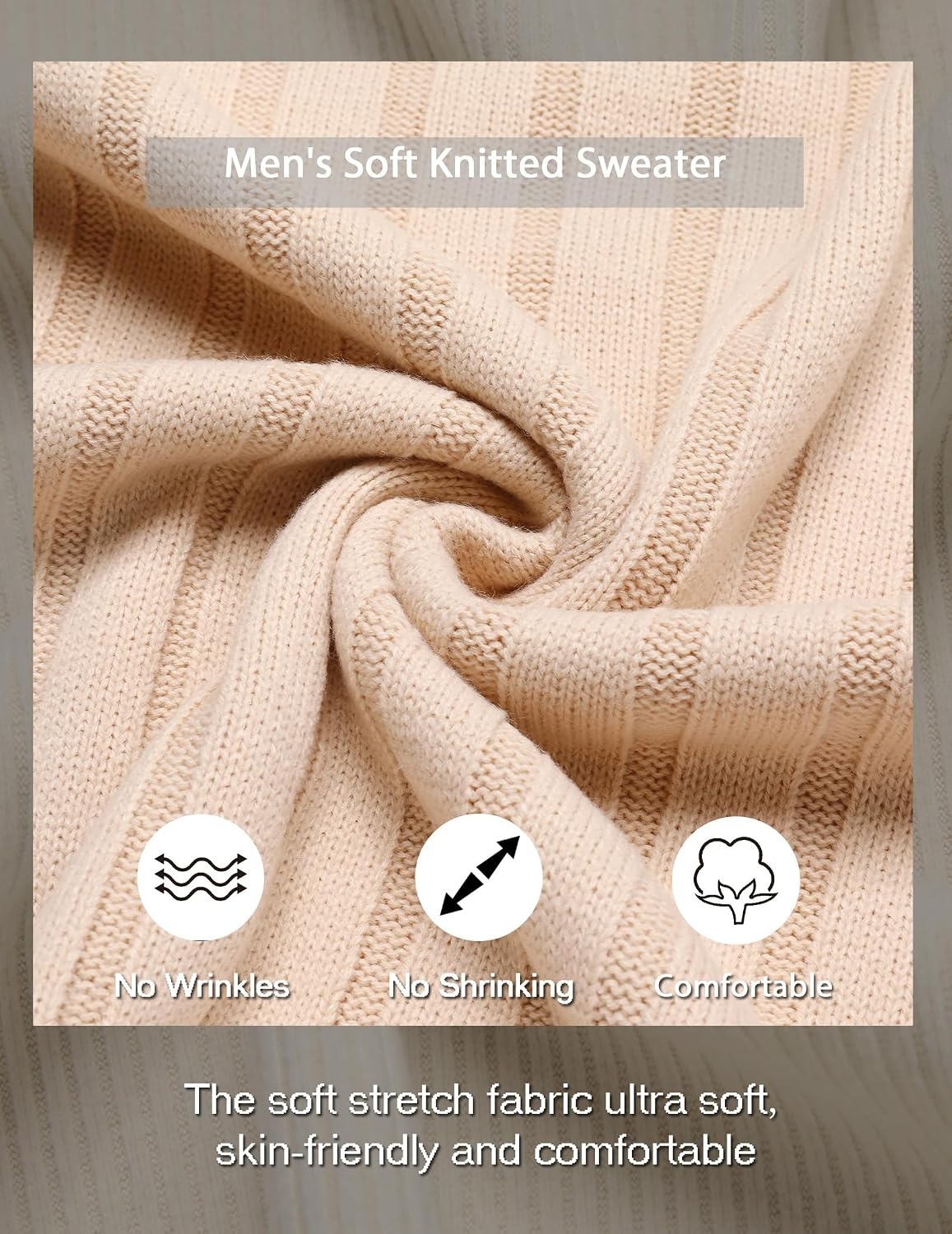 image:imageCOOFANDY Mens Sweater Crewneck Ribbed Knit Soft Warm Pullover SweaterLight Coffee