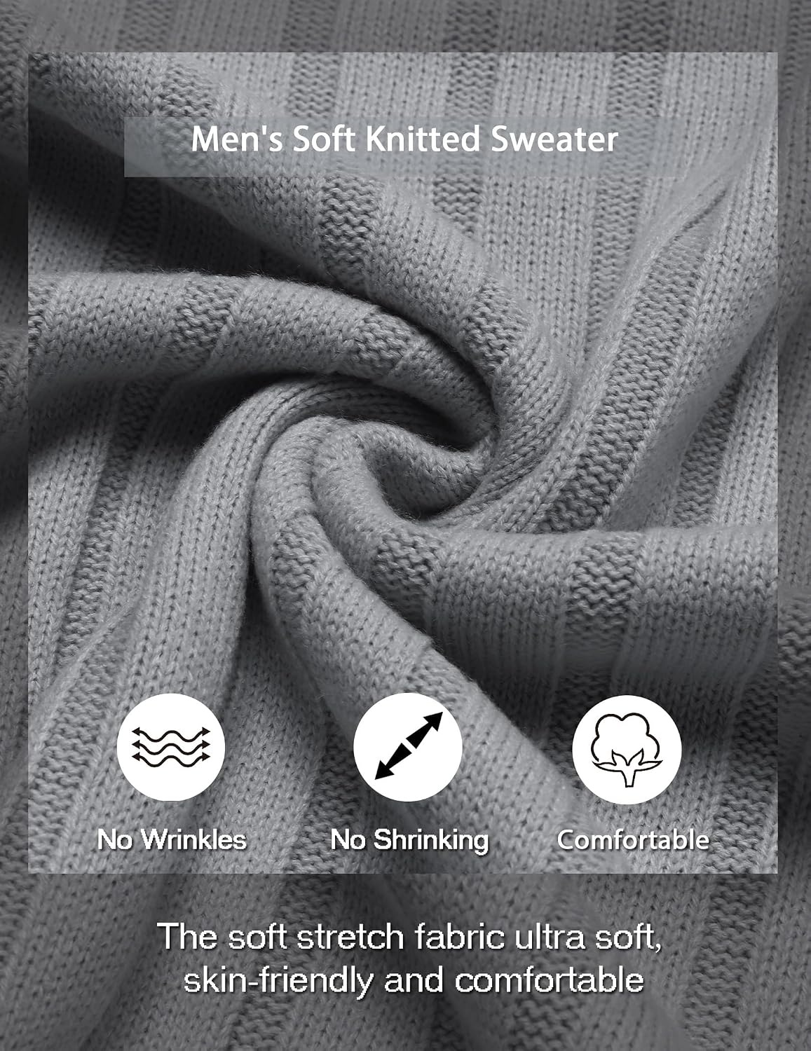 image:imageCOOFANDY Mens Sweater Crewneck Ribbed Knit Soft Warm Pullover SweaterLight Gray