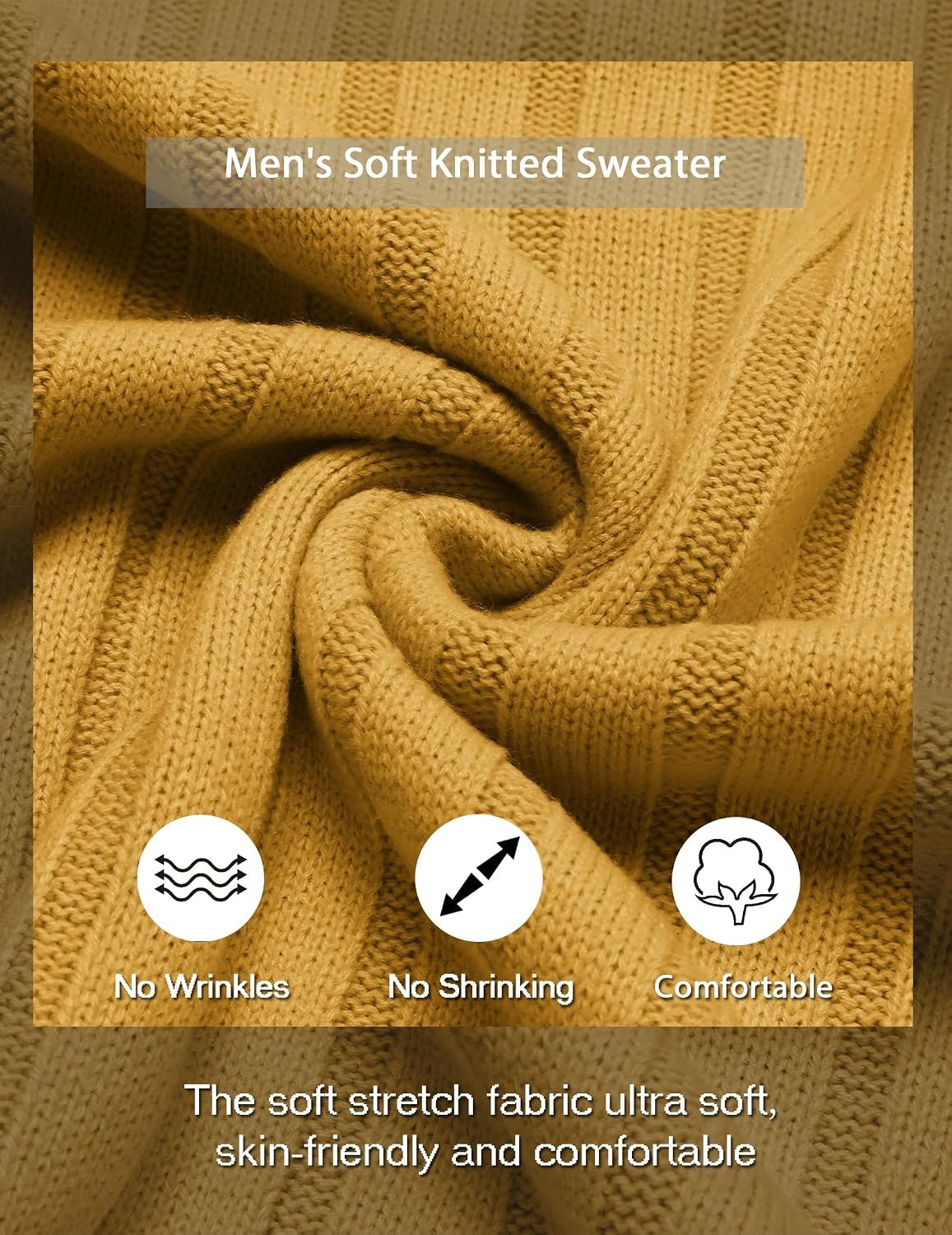 image:imageCOOFANDY Mens Sweater Crewneck Ribbed Knit Soft Warm Pullover SweaterMustard Yellow