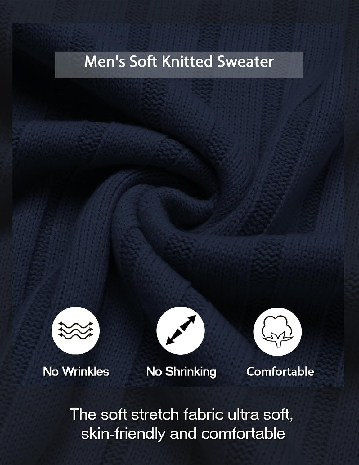 image:imageCOOFANDY Mens Sweater Crewneck Ribbed Knit Soft Warm Pullover SweaterNavy Blue