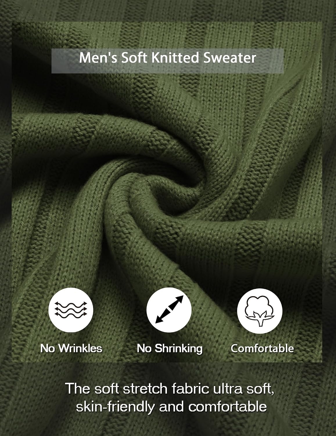 image:imageCOOFANDY Mens Sweater Crewneck Ribbed Knit Soft Warm Pullover SweaterOlive Green