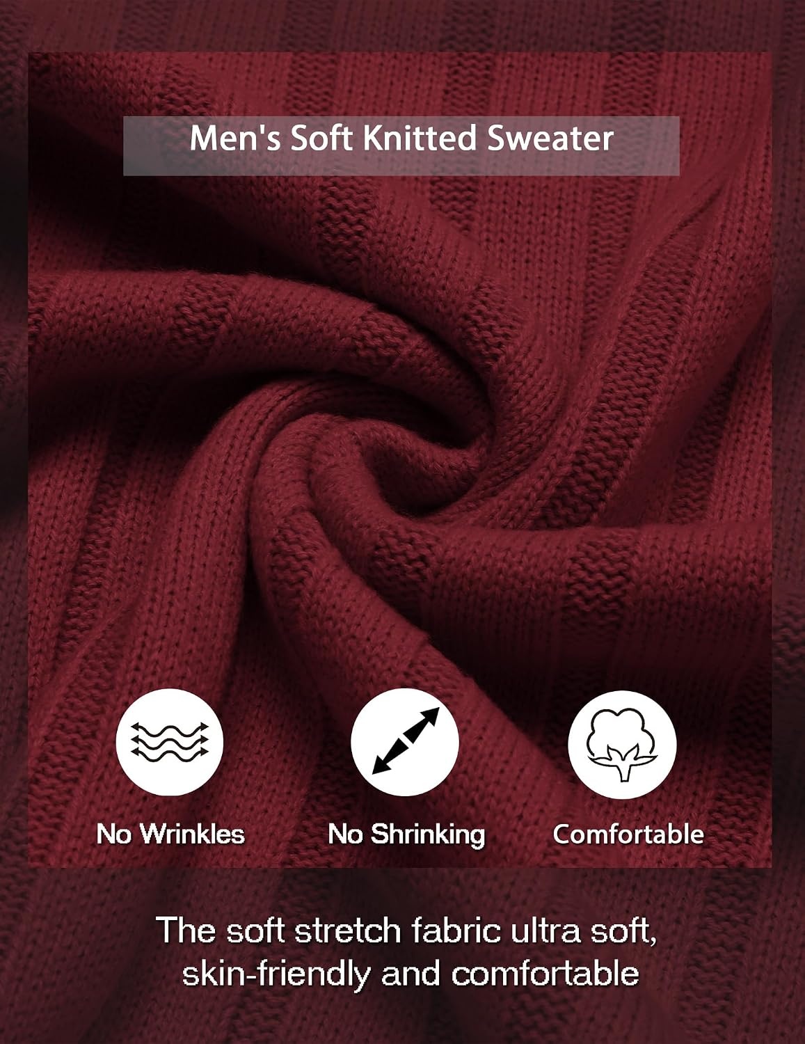 image:imageCOOFANDY Mens Sweater Crewneck Ribbed Knit Soft Warm Pullover SweaterRed