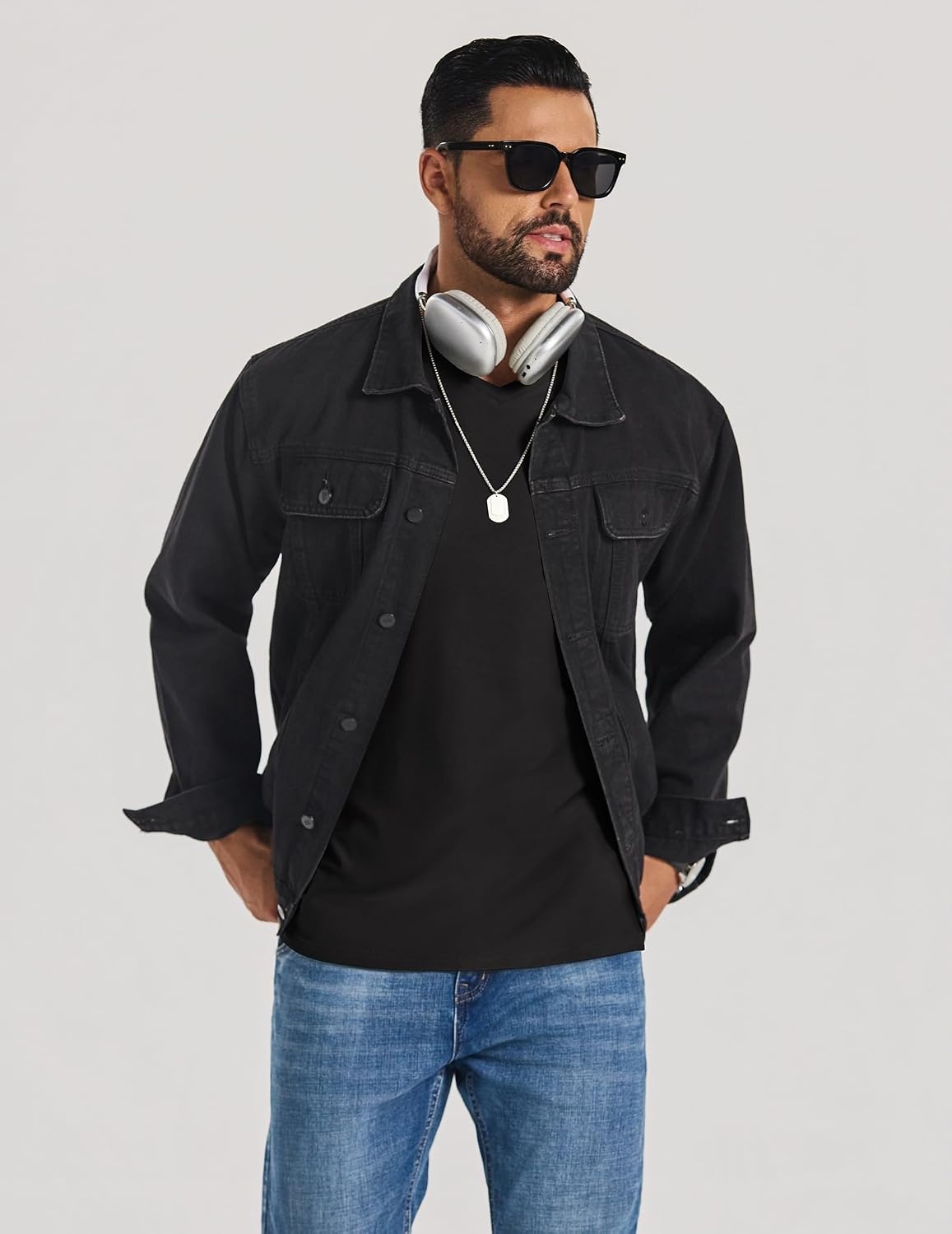 image:imageCOOFANDY Mens V Neck TShirts Short Sleeve Stretch Casual Classic Basic Tee Soft UndershirtsBlackBlackBlack3 Pack