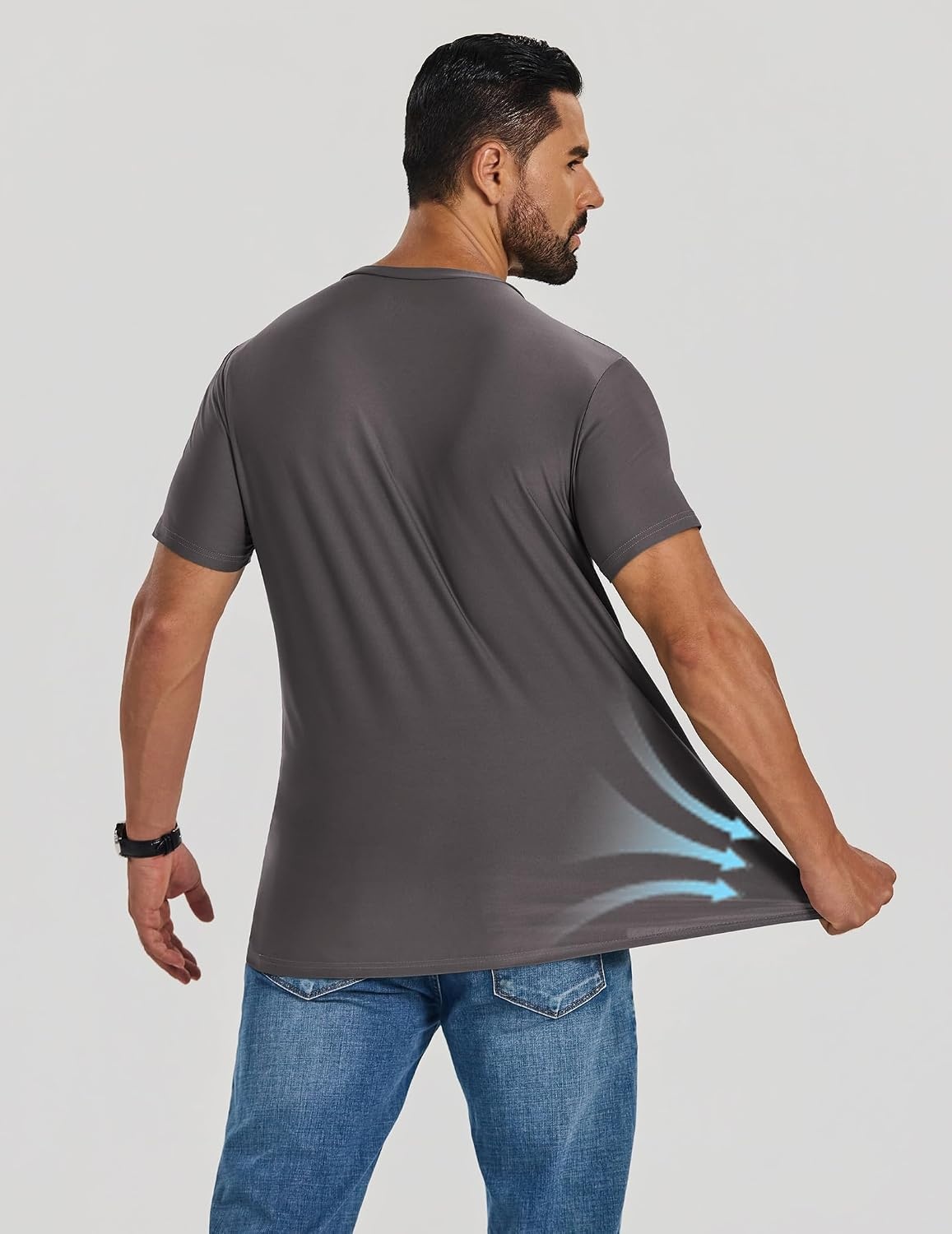 image:imageCOOFANDY Mens V Neck TShirts Short Sleeve Stretch Casual Classic Basic Tee Soft UndershirtsDark Grey1 Pack