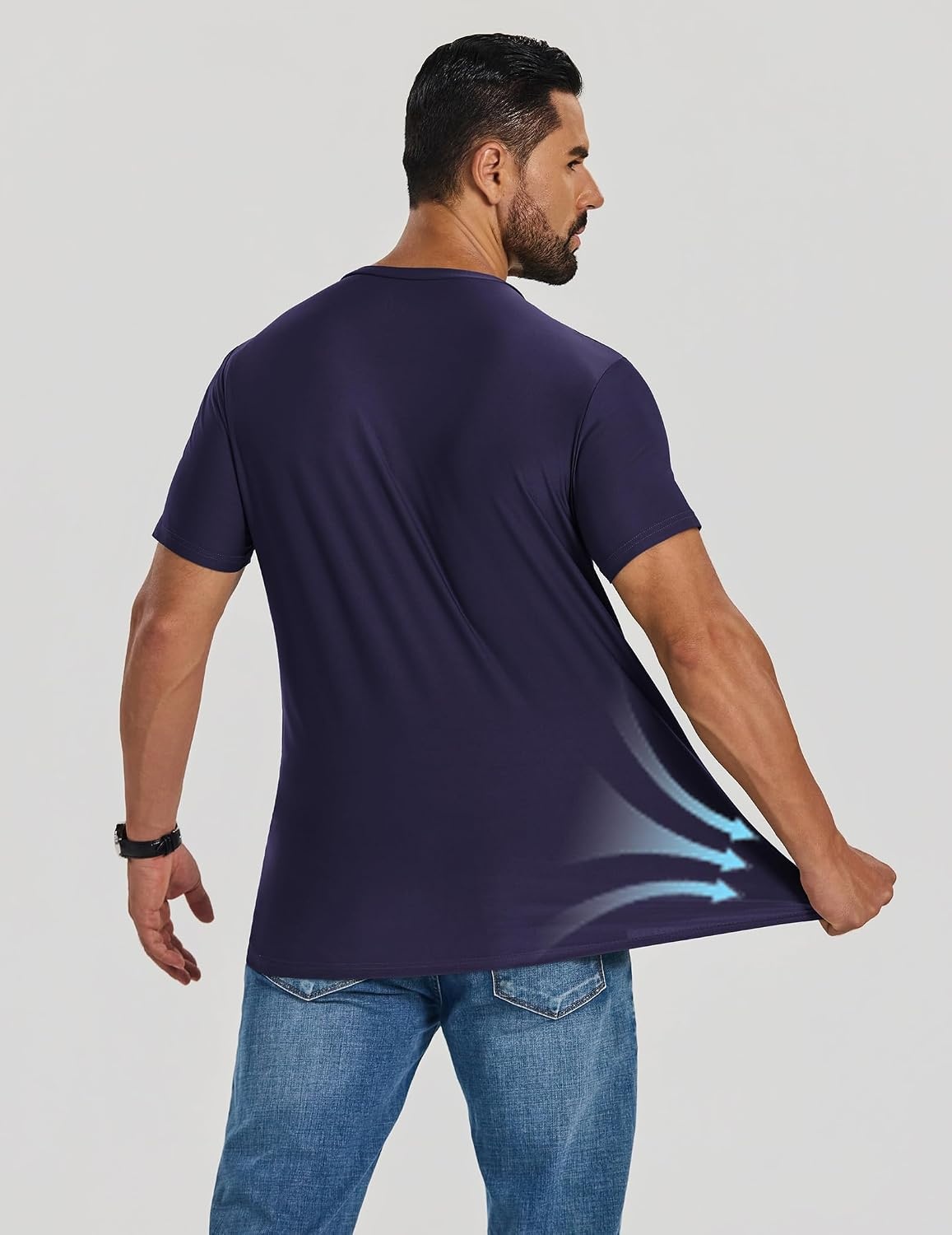 image:imageCOOFANDY Mens V Neck TShirts Short Sleeve Stretch Casual Classic Basic Tee Soft UndershirtsNavy Blue1 Pack