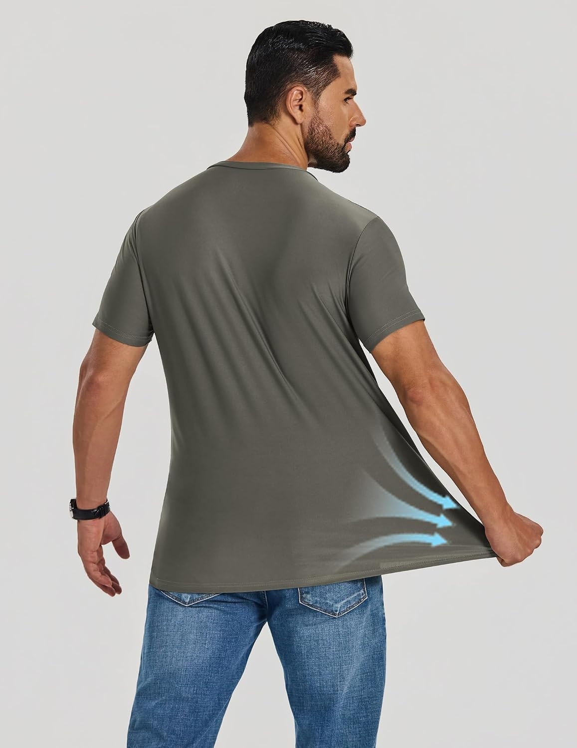 image:imageCOOFANDY Mens V Neck TShirts Short Sleeve Stretch Casual Classic Basic Tee Soft UndershirtsOlive Green1 Pack