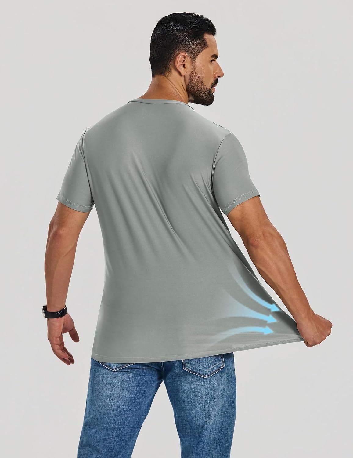 image:imageCOOFANDY Mens V Neck TShirts Short Sleeve Stretch Casual Classic Basic Tee Soft UndershirtsSage Green1 Pack