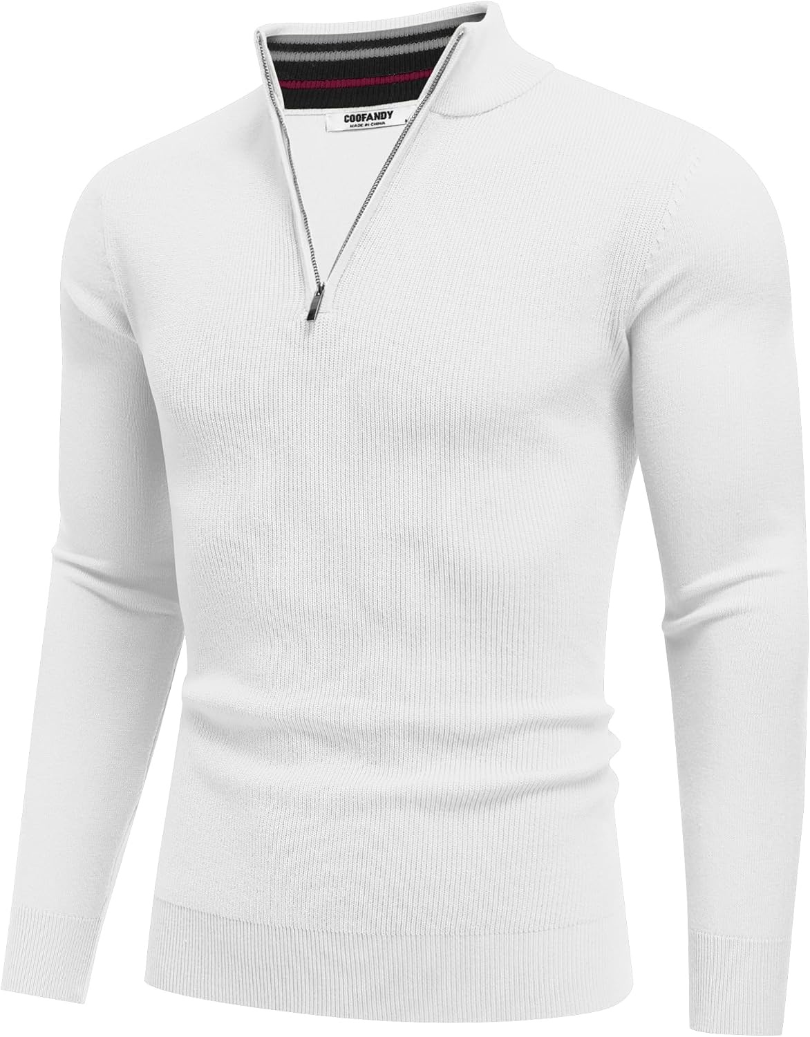 image:imageCOOFANDY Quarter Zip Pullover Men 14 Zip Sweaters Business Casual SweaterWhite