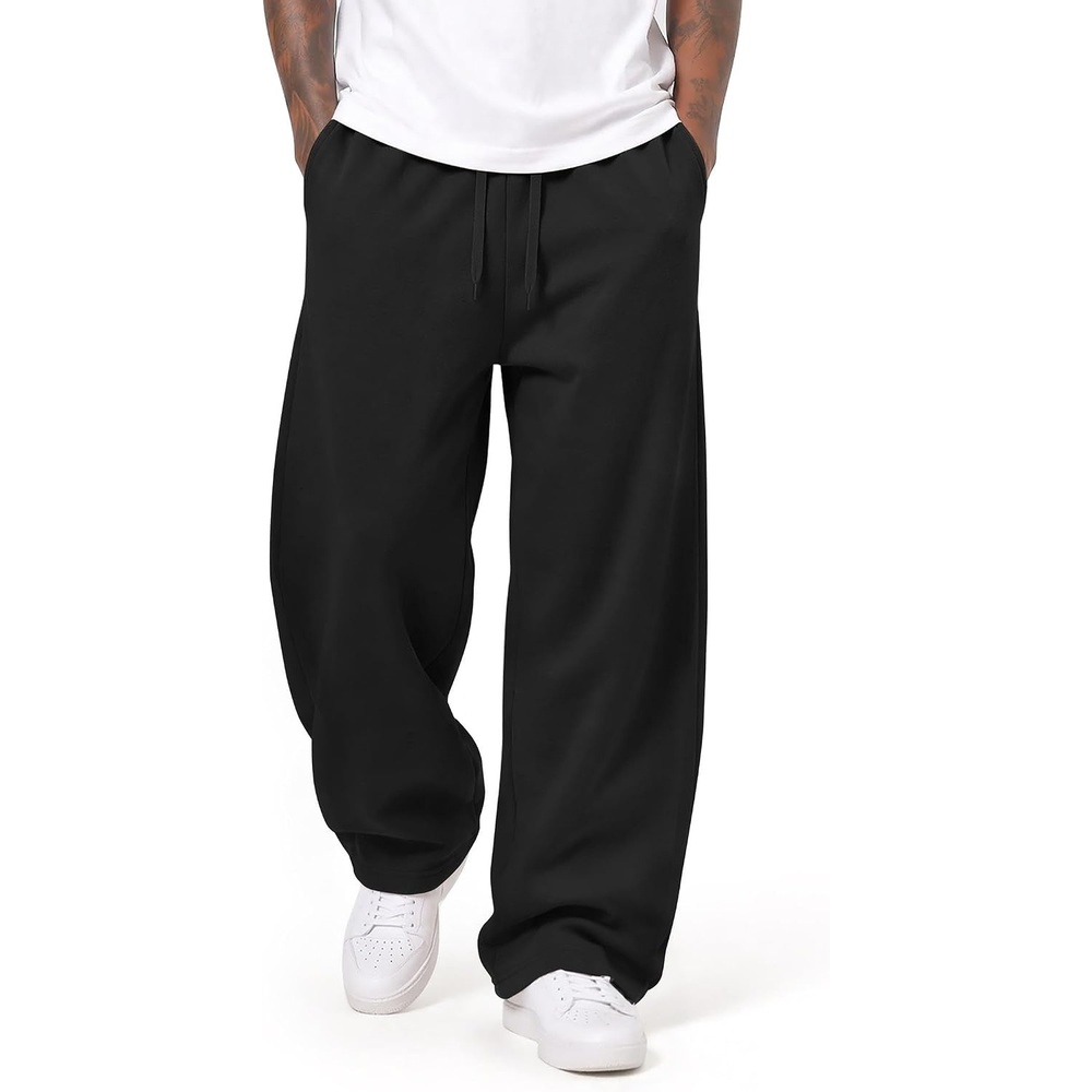 image:imageCOOFANDY Mens Baggy Sweatpants Wide Leg Cotton Fleece Open Bottom Sweatpant1blackfleece