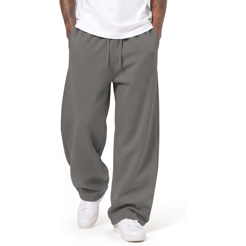 image:imageCOOFANDY Mens Baggy Sweatpants Wide Leg Cotton Fleece Open Bottom SweatpantDark Greyfleece