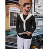 COOFANDY Henley Shirts for Men Casual T-Shirts Henley Long Sleeve Shirts(All Black)