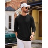 COOFANDY Henley Shirts for Men Casual T-Shirts Henley Long Sleeve Shirts(All Black)
