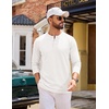 COOFANDY Henley Shirts for Men Casual T-Shirts Henley Long Sleeve Shirts(White)