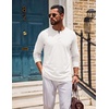 COOFANDY Henley Shirts for Men Casual T-Shirts Henley Long Sleeve Shirts(White)