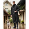 COOFANDY Long Rain Coats for Men Waterproof Trench Jacket with Hood(Black)