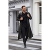 COOFANDY Long Rain Coats for Men Waterproof Trench Jacket with Hood(Black)