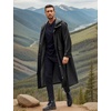 COOFANDY Long Rain Coats for Men Waterproof Trench Jacket with Hood(Black)