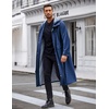 COOFANDY Long Rain Coats for Men Waterproof Trench Jacket with Hood(Blue)