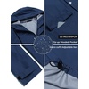 COOFANDY Long Rain Coats for Men Waterproof Trench Jacket with Hood(Blue)