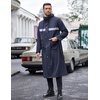 COOFANDY Long Rain Coats for Men Waterproof Trench Jacket with Hood(Blue-reflective Strip)