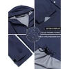 COOFANDY Long Rain Coats for Men Waterproof Trench Jacket with Hood(Blue-reflective Strip)
