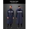 COOFANDY Long Rain Coats for Men Waterproof Trench Jacket with Hood(Blue-reflective Strip)