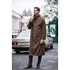 COOFANDY Long Rain Coats for Men Waterproof Trench Jacket with Hood(Brown)
