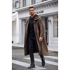 COOFANDY Long Rain Coats for Men Waterproof Trench Jacket with Hood(Brown)