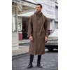 COOFANDY Long Rain Coats for Men Waterproof Trench Jacket with Hood(Brown)