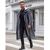 COOFANDY Long Rain Coats for Men Waterproof Trench Jacket with Hood(Dark Grey)