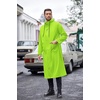 COOFANDY Long Rain Coats for Men Waterproof Trench Jacket with Hood(Fluorescent Green)
