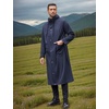COOFANDY Long Rain Coats for Men Waterproof Trench Jacket with Hood(Navy Blue)