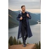 COOFANDY Long Rain Coats for Men Waterproof Trench Jacket with Hood(Navy Blue)