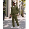 COOFANDY Men’s 2 Piece Tracksuit Set Quarter Zip Sweatsuit Athletic Outfits(Army Green)