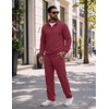 COOFANDY Men’s 2 Piece Tracksuit Set Quarter Zip Sweatsuit Athletic Outfits(Burgundy)
