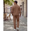COOFANDY Men’s 2 Piece Tracksuit Set Quarter Zip Sweatsuit Athletic Outfits(Coffee Brown)