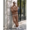 COOFANDY Men’s 2 Piece Tracksuit Set Quarter Zip Sweatsuit Athletic Outfits(Coffee Brown)