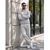 COOFANDY Men’s 2 Piece Tracksuit Set Quarter Zip Sweatsuit Athletic Outfits(Light Heather Grey)