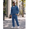 COOFANDY Men’s 2 Piece Tracksuit Set Quarter Zip Sweatsuit Athletic Outfits(Navy)
