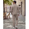 COOFANDY Men’s 2 Piece Tracksuit Set Quarter Zip Sweatsuit Athletic Outfits(Taupe Grey)