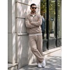 COOFANDY Men’s 2 Piece Tracksuit Set Quarter Zip Sweatsuit Athletic Outfits(Taupe Grey)